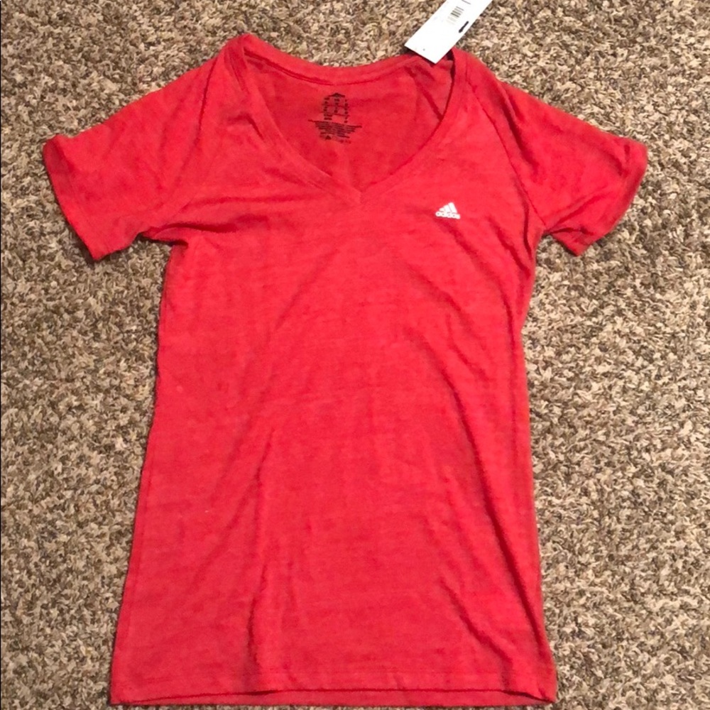 Women’s red adidas v-neck